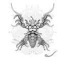 Scorpio with scales and fish tattoo design idea