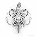 Scorpio with scales and fish tattoo design idea