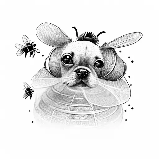 bee hive and a dog  tattoo design idea