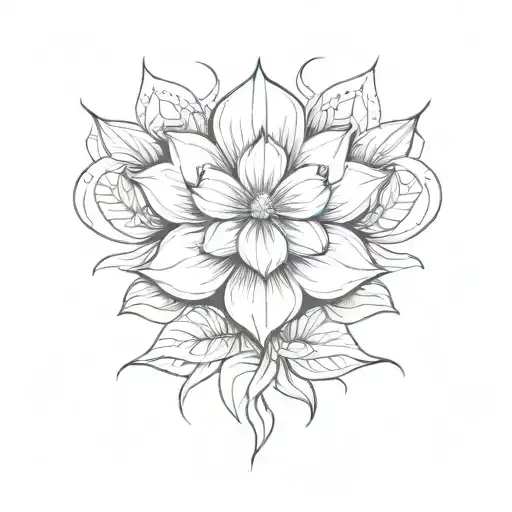 four leaf clover and lotus flower  tattoo design idea