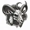goat head skull with horns  tattoo design idea