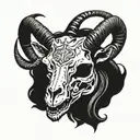 goat head skull with horns  tattoo design idea