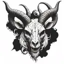 goat head skull with horns  tattoo design idea