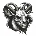 goat head skull with horns  tattoo design idea