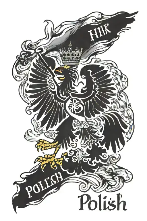 polish flag with polish phrase written tattoo design idea