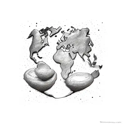 A world map with coffee beans marking the places you've been tattoo design idea