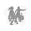 A silhouette of a tour guide leading a group of travelers, with musical notes forming the background tattoo design idea