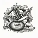 long live Wy'ness with clouds and a football with the number 12 in it and praying hands and a dove  tattoo design idea