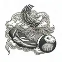 long live Wy'ness with clouds and a football with the number 12 in it and praying hands and a dove  tattoo design idea