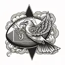 long live Wy'ness with clouds and a football with the number 12 in it and praying hands and a dove  tattoo design idea