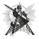 tech radio tower brutalist tattoo design idea