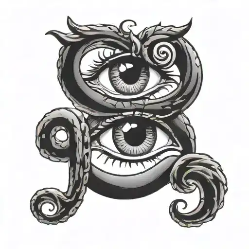 Trust No One with the "o" in "one" and "no"  being eyes tattoo design idea