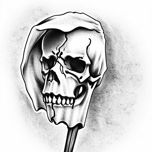 grim reaper  with a skull face nice details background skulls  tattoo design idea