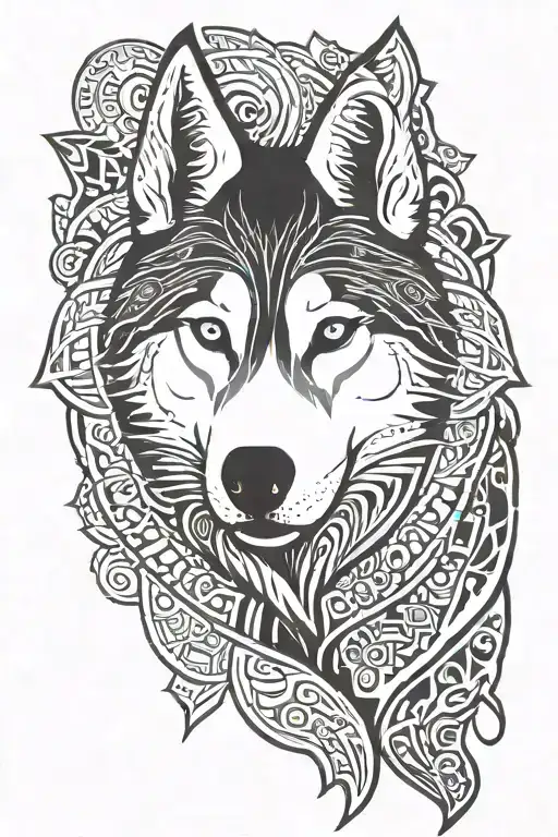 husky tattoo design idea