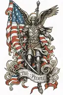 American flag draped, we the people,   Saint Michael tattoo design idea
