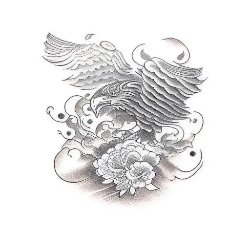 grapes and eagle tattoo design idea