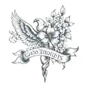 Good Thoughts Good Words, Good Deeds tattoo design idea