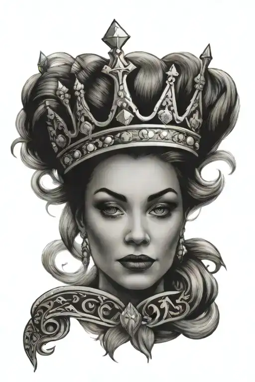diamond with Queen crown tattoo design idea