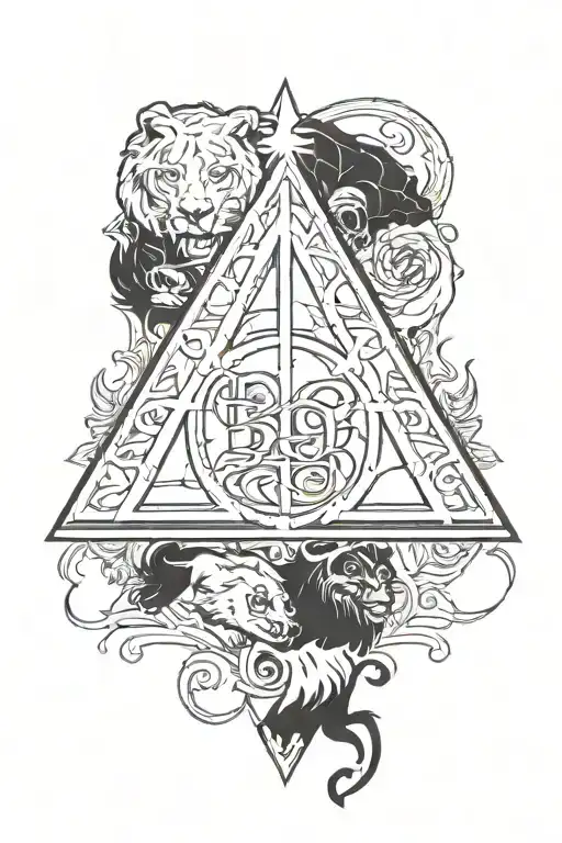 harry potter deathly hallows symbol, detroit lions logo, ohio state block O  tattoo design idea