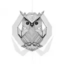 stylized, geometric owl design. The focus would be on creating sharp, angular shapes to give it a contemporary and abstr tattoo design idea
