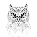 stylized, geometric owl design. The focus would be on creating sharp, angular shapes to give it a contemporary and abstr tattoo design idea