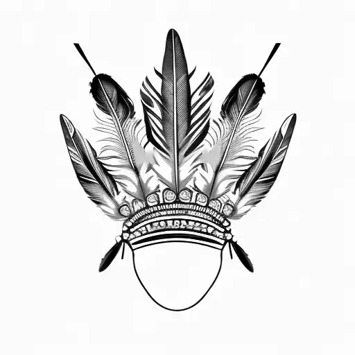 indigenous feather crown held with two female hands facing inward  holding dangling jewelry  tattoo design idea