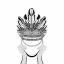 indigenous feather crown held with two hands facing inward by woman holding jewelry  tattoo design idea