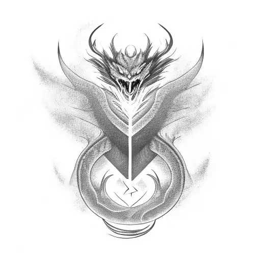 brushstroke Smokey dragon with lightning tattoo design idea