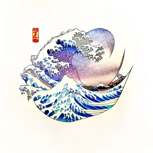 japanese wave tattoo design idea