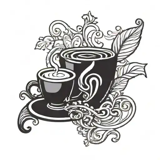 A dark art nouveau design featuring a coffee bean and a music note tattoo design idea