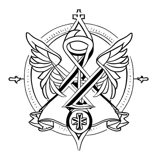 Christian Cross with angelic wings tattoo design idea