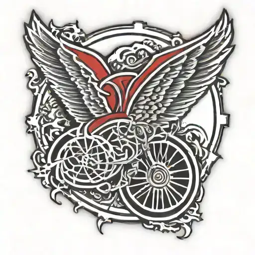Detroit red wings logo in patch style tattoo design idea