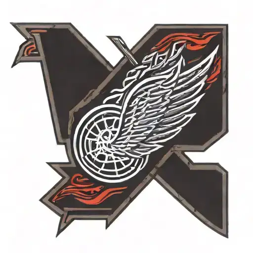 Detroit red wings nhl logo in patch style tattoo design idea