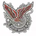 Detroit red wings logo in patch style tattoo design idea
