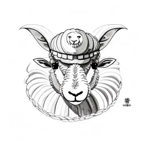 cute sheep with dragon costume  tattoo design idea