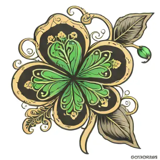 clover with stunning design but small located on the neck and little bit near to ear tattoo design idea