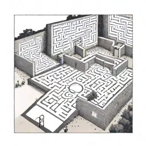 A basketball court transformed into a maze with Bible quotes as the path tattoo design idea