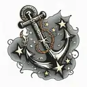 anchor with for stars tattoo design idea