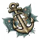 anchor with for stars tattoo design idea