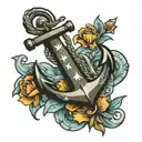 anchor with for stars tattoo design idea