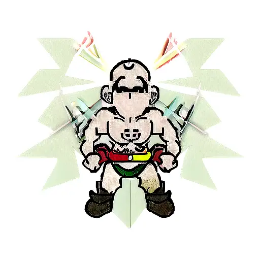create a tattoo with elements from the mario bros universe, horizontal orientation for the shoulder region tattoo design idea