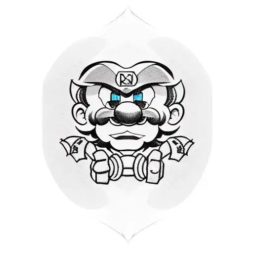 create a tattoo with elements from the mario bros universe, horizontal orientation for the shoulder region tattoo design idea