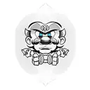 create a tattoo with elements from the mario bros universe, horizontal orientation for the shoulder region tattoo design idea