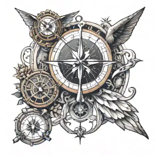 sic parvis magna and astrolabe incorporated tattoo design idea