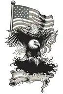 American flag with eagle and cross   tattoo design idea