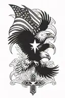 American flag with eagle and cross   tattoo design idea