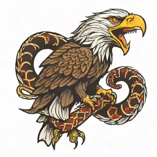 eagle eating snake wrapping tattoo design idea