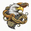 eagle eating snake wrapping tattoo design idea