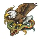 eagle eating snake wrapping tattoo design idea