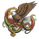 eagle eating snake wrapping tattoo design idea